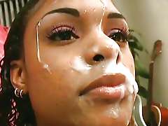 Brazilian and ebony chicks covered by sperm in this hot facial cum porn video