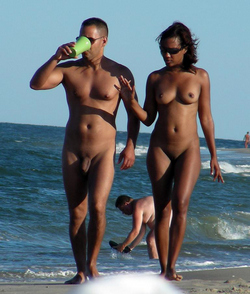 Black exhibs on the beach and public..